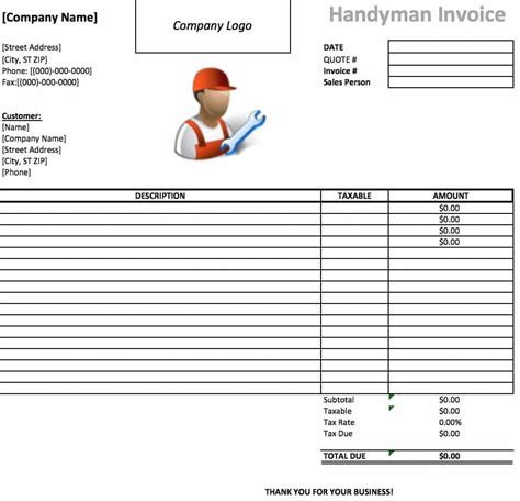 Free Handyman Invoice Template | PDF | WORD | EXCEL