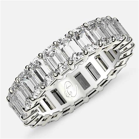 Eternity Ring with Prong Set Emerald Cut Lab Grown Diamonds in 18k White Gold