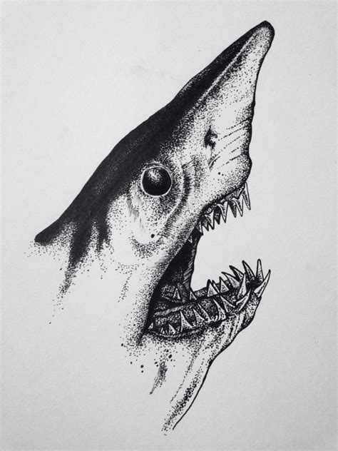 Coursework: shark pen drawing | Shark drawing, Shark art, Stippling art