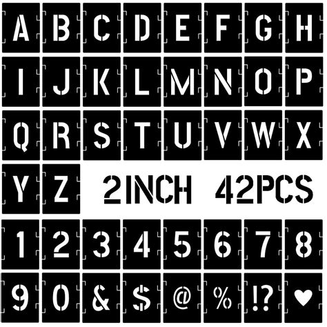 Buy 2 Inch Letter Stencils Symbol Numbers Craft Stencils, 42 Pcs Alphabet Stencils Letter ...