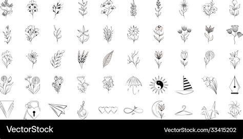 Minimalist tattoo floral shapes and different Vector Image