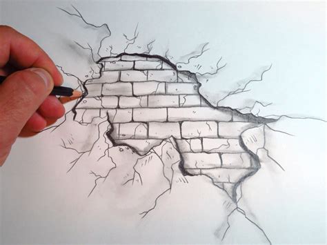 Cracked Brick Wall Drawing at PaintingValley.com | Explore collection of Cracked Brick Wall Drawing