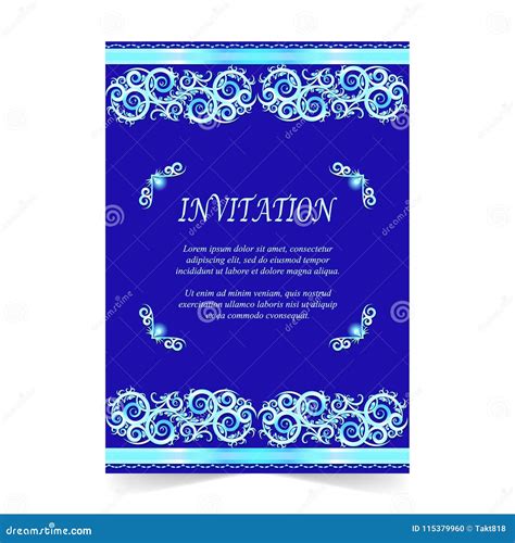 Invitation Card, Wedding Card with Ornament on Royal Blue Stock Vector - Illustration of islamic ...