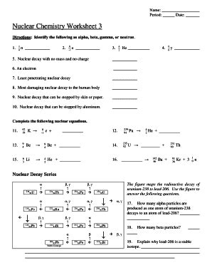 Nuclear Chemistry Worksheet - Fill Online, Printable, Fillable, Blank | pdfFiller