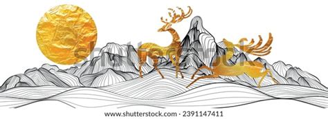 Mountains Line Art Wallpaper Landscape Background Stock Vector (Royalty Free) 2391147411 ...