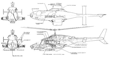 Airwolf helicopter Blueprint - Download free blueprint for 3D modeling