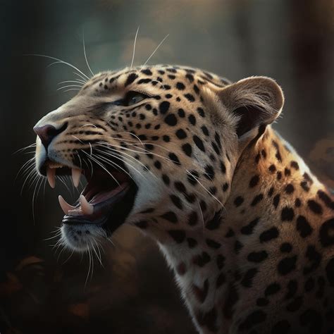 Premium AI Image | Close up of leopard roaring generative AI