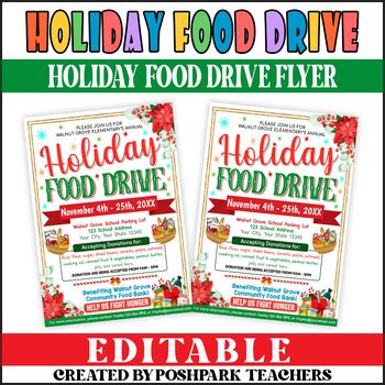 DIY Holiday Food Drive Flyer Template | Christmas Food Drive Flyer