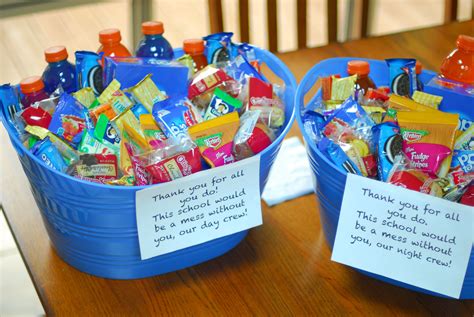 custodian or janitor appreciation gift. teacher gift Two tubs. one for night and day cre ...