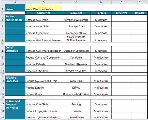 Balanced Scorecard Template in Excel | Align to KPIs