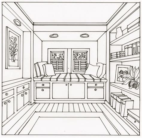 One Point Perspective Bedroom Drawing at GetDrawings | Free download