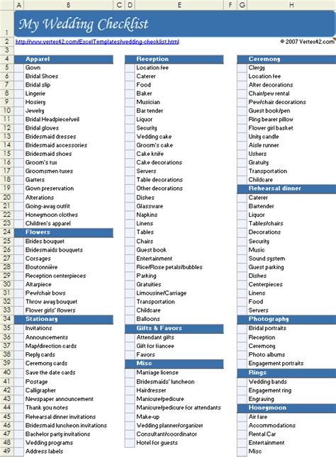 Wedding Checklist Template