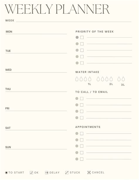 Weekly Planner Printable With Times