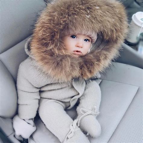 Infant Baby Rompers Winter Clothes Newborn Baby Boy Girl Knitted Sweater Jumpsuit raccoon Fur ...