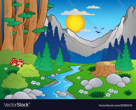 Cartoon forest landscape 2 Royalty Free Vector Image