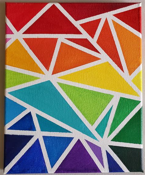 Geometric rainbow art using masking tape – Artofit