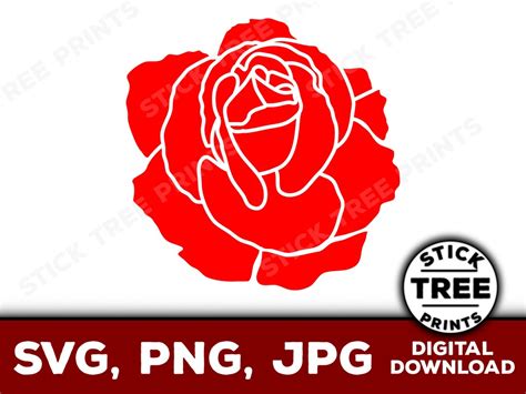 Rose SVG Rose Vector, Rose Png, Rose Jpg, Rose Cut File, Rose Image File, Rose Template, Rose ...