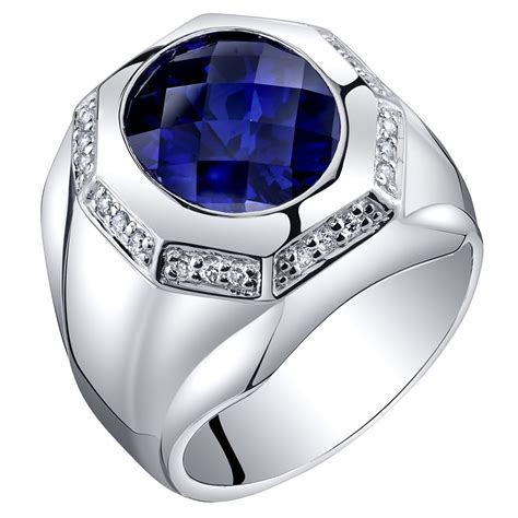 Oravo - Men's 6 ct Created Sapphire Octagon Signet Ring in Sterling Silver - Walmart.com ...