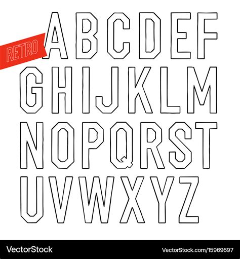 Handmade retro outline white font black letters Vector Image