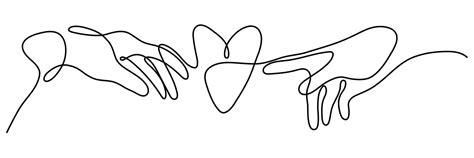 Continuous one line drawing. hands holding heart on white background. Black thin line of hand ...