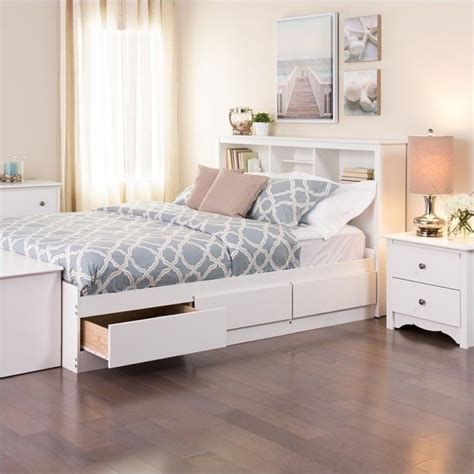 Prepac Monterey White Double / Full Bookcase Platform Storage Bed - WBD-5600-KIT