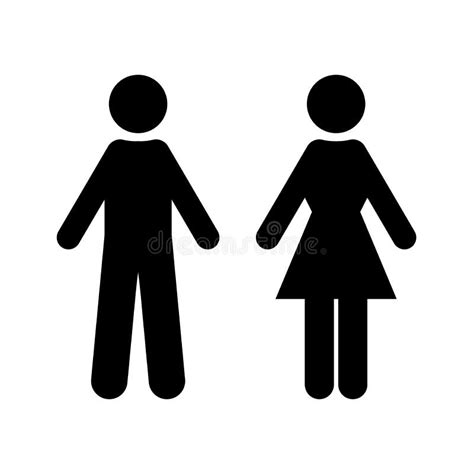 Flat Vector: Black Silhouette of Man and Woman. Isolated Sign, Symbol on a White Background ...