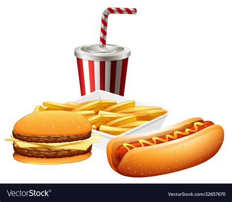 Fast food set on white background Royalty Free Vector Image