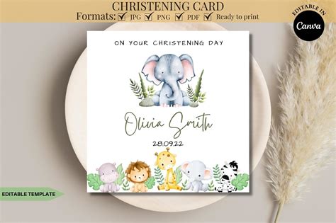 Christening Card Template Graphic by kkdigitalprints · Creative Fabrica