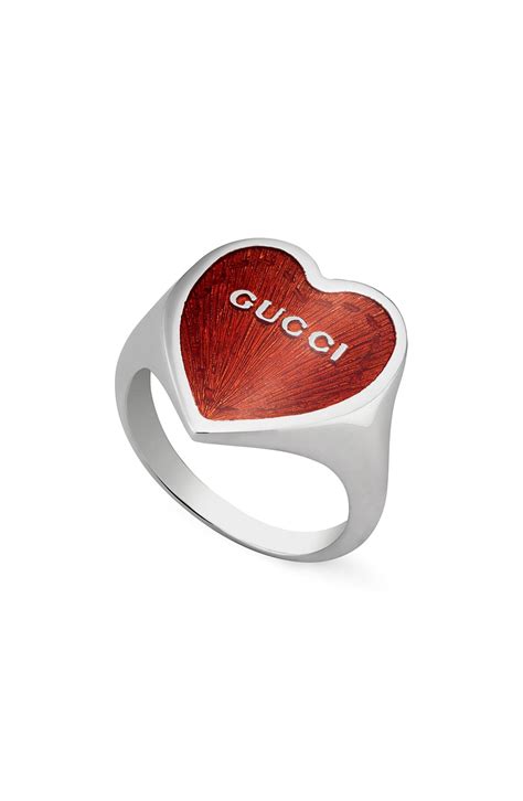 Gucci Wo Red Heart Ring - Silver/ Red | Editorialist