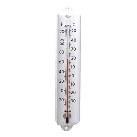 TAYLOR Analog Thermometer, -30° to 120°F/-30° to 50°C, 12 in H x 3/8 in D, Wall-Mount - 2T706 ...