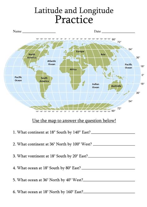 World Map Latitude and Longitude Worksheet | Latitude and longitude map ...