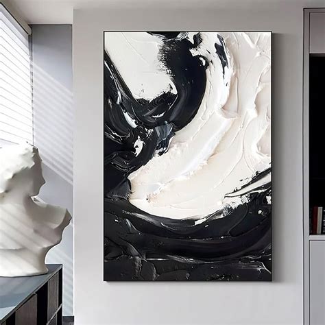 Black And White Abstract Painting, White Abstract Painting, Black Painting, Contemporary Art ...