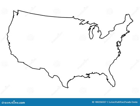 USA outline map stock illustration. Illustration of geography - 180256557