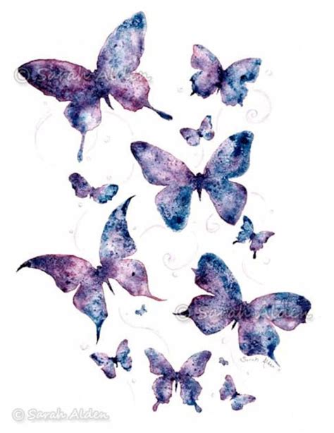 Purple Butterfly Art Watercolor Butterfly Painting. Wall - Etsy