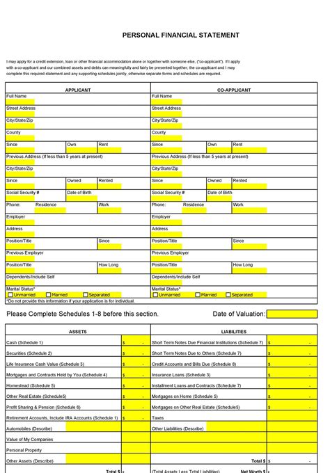 Financial Forms Templates