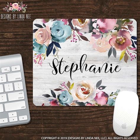 Custom Mousepad Floral Mousepad Monogram Mouse Pad Office - Etsy