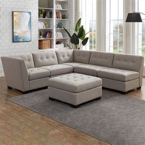 6 Piece Modular Fabric Sectional Sofa | Baci Living Room