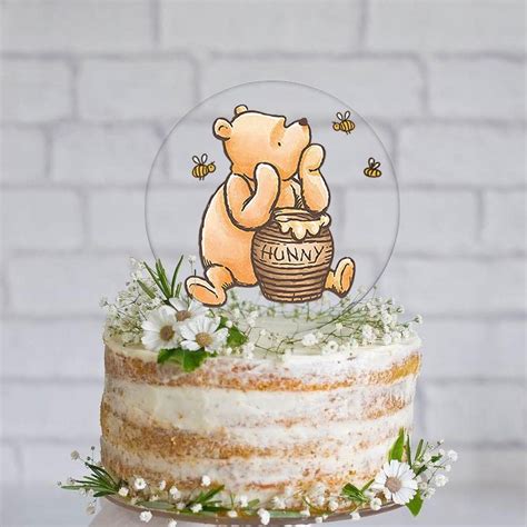 Buy Winnie Cake Topper Welcome Baby Acrylic 5inch Cake Toppers Cupcake Toppers Classic The Pooh ...