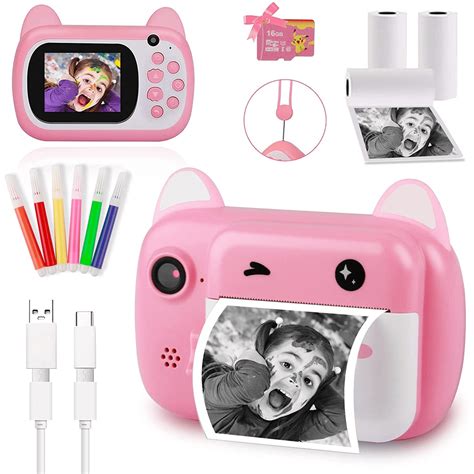 Instant Print Camera for Kids, 1080P Video Digital Kids Camera for 3-12 Years Girls and Boys ...