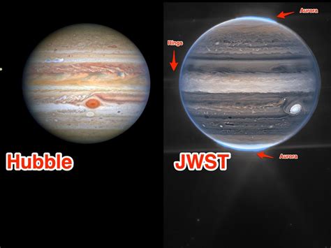 Side-by-side Jupiter images show James Webb's infrared prowess. It spots auroras, rings, and ...