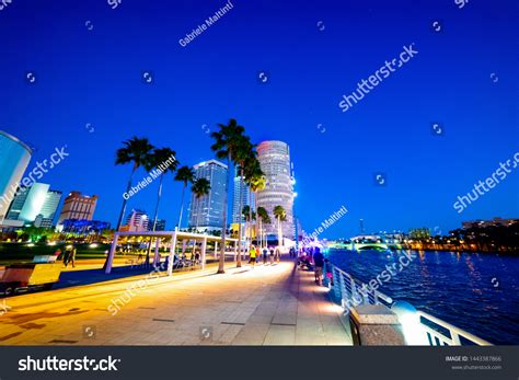 Colorful Night Tampa Riverwalk Florida Usa Stock Photo 1443387866 | Shutterstock