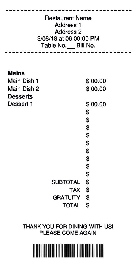 FREE 13+ Restaurant Receipt Form Samples, PDF, MS Word, Google Docs Excel