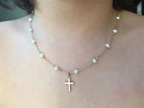 Pearl Cross Necklace for Baby and Childbaby Baptism - Etsy