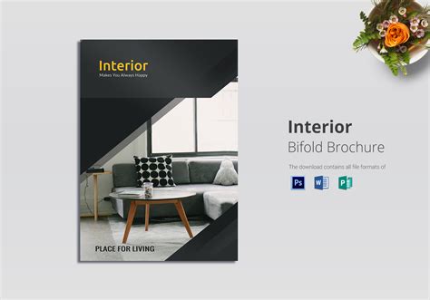 Bi Fold Interior Brochure Design Template in PSD, Word, Publisher