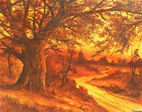 Large Impressionist Sunset Landscape Oil Painting | #141892785