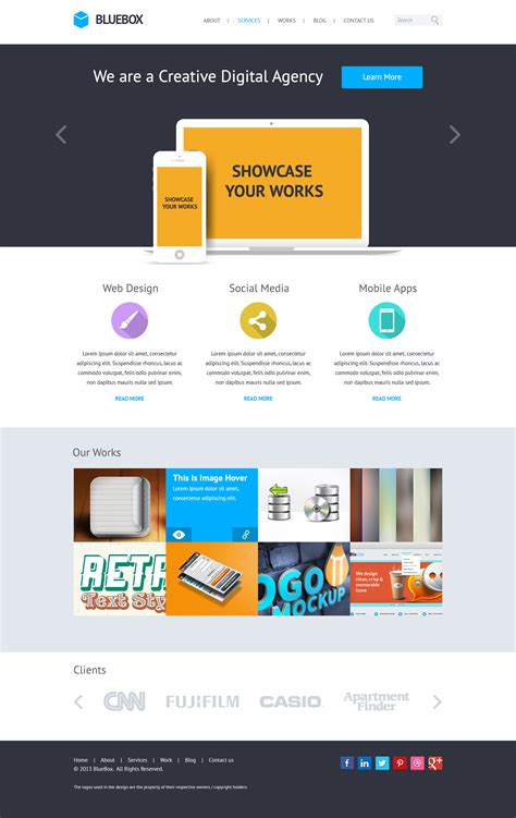 BlueBox: Flat Website PSD Templates Design