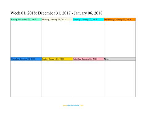 Weekly Calendar 2018 (WORD, EXCEL, PDF)