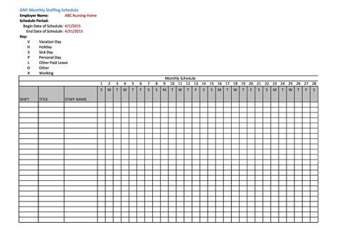 Free Printable Employee Schedule Template