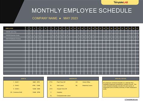 Excel Template For Employee Schedule