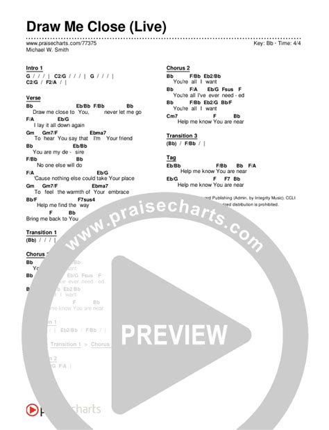 Draw Me Close (Live) Chords PDF (Michael W. Smith) - PraiseCharts